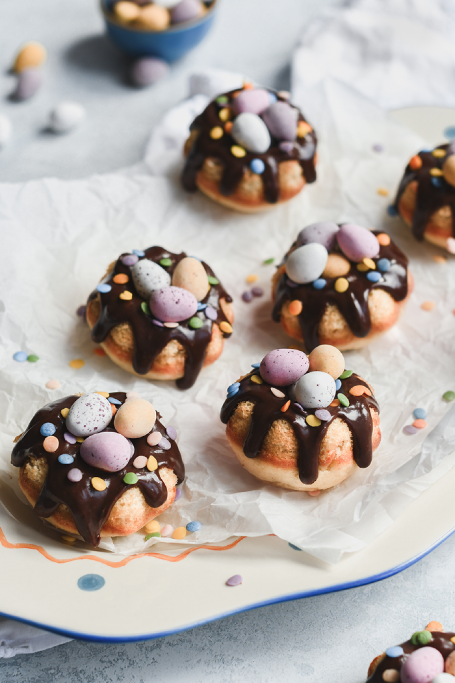 Mini eggs easter nests. A delicious celebration of springtime and chocolate.