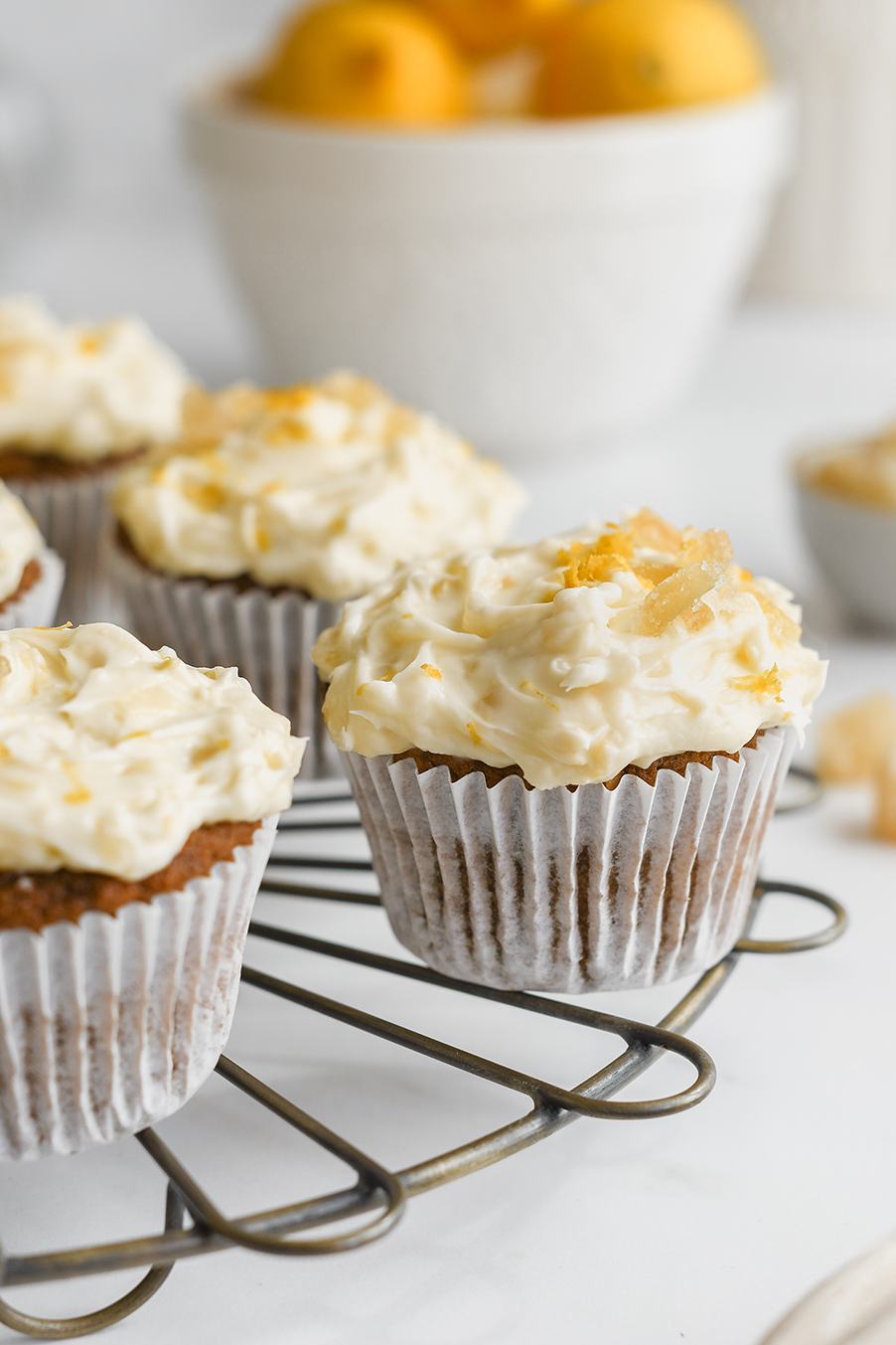 Lemon ginger carrot cake cupcakes