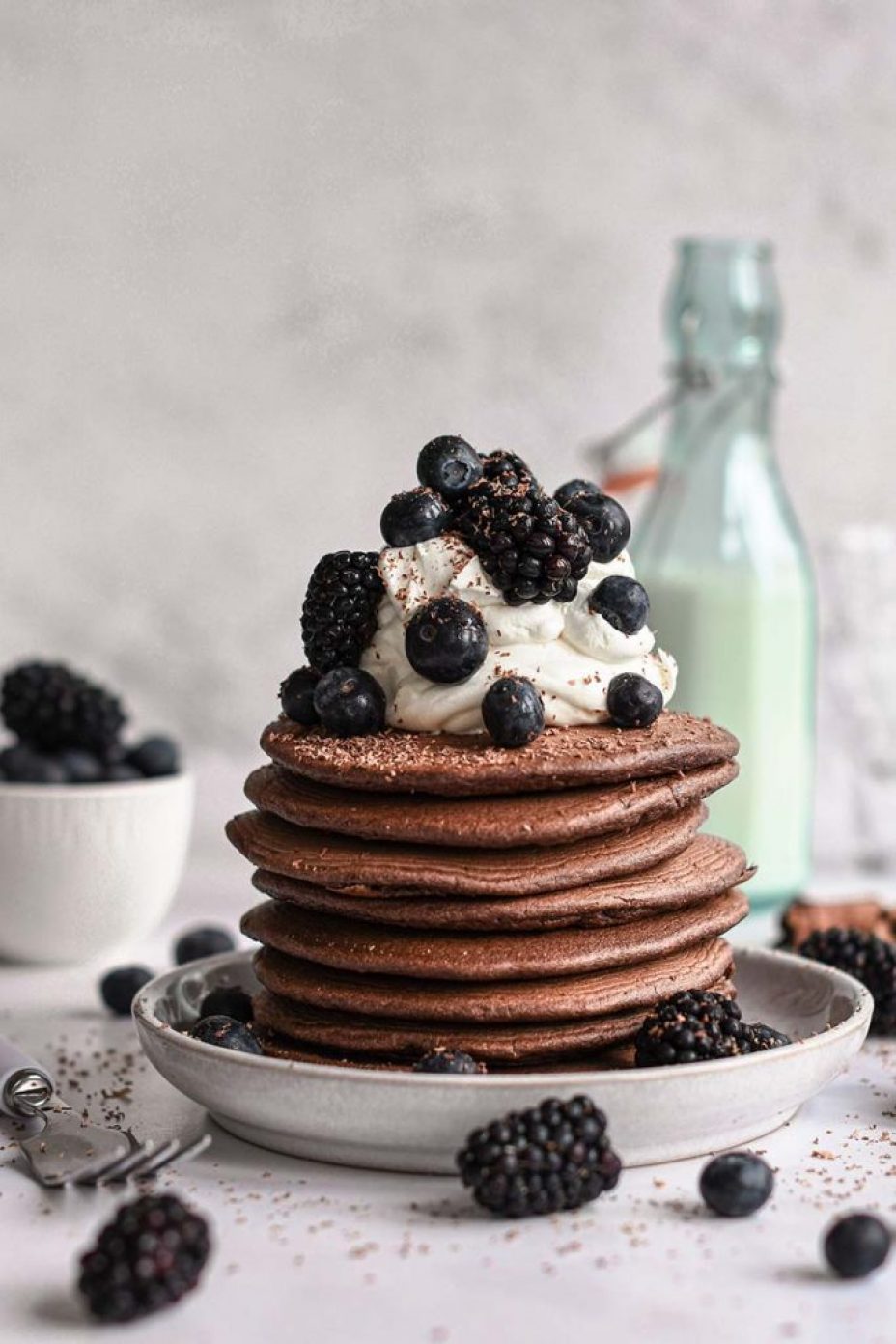 Chocolate pancakes; the perfect lazy day indulgent brunch