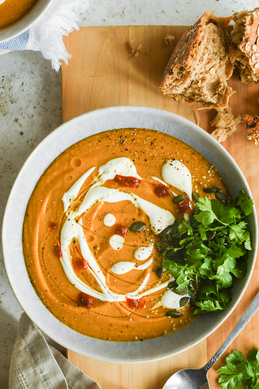 Roasted carrot and lentil soup