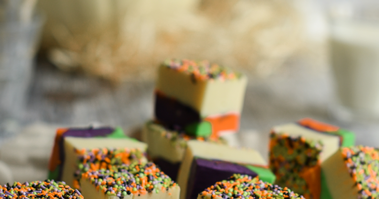 White chocolate Halloween fudge