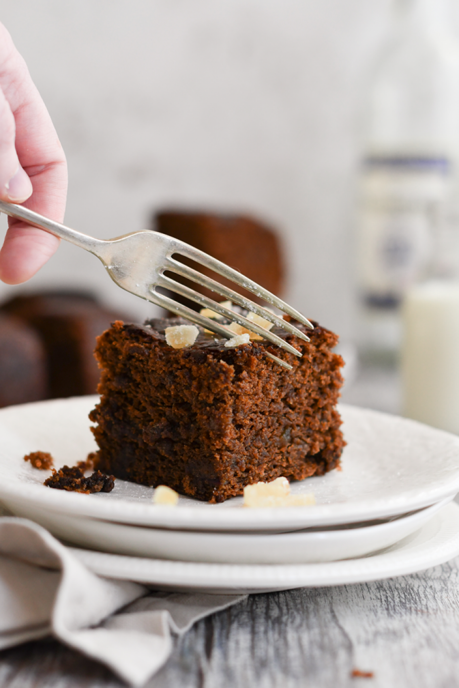 Vegan gingerbread, a warming spiced cake that is perfect with a cuppa