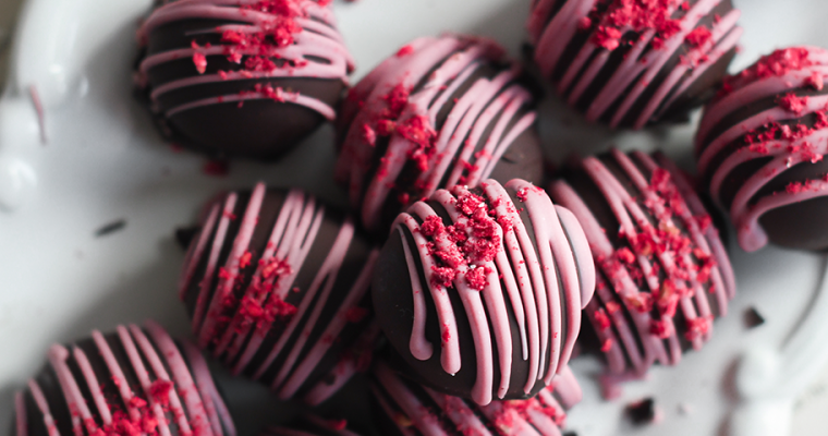 Triple chocolate raspberry truffles