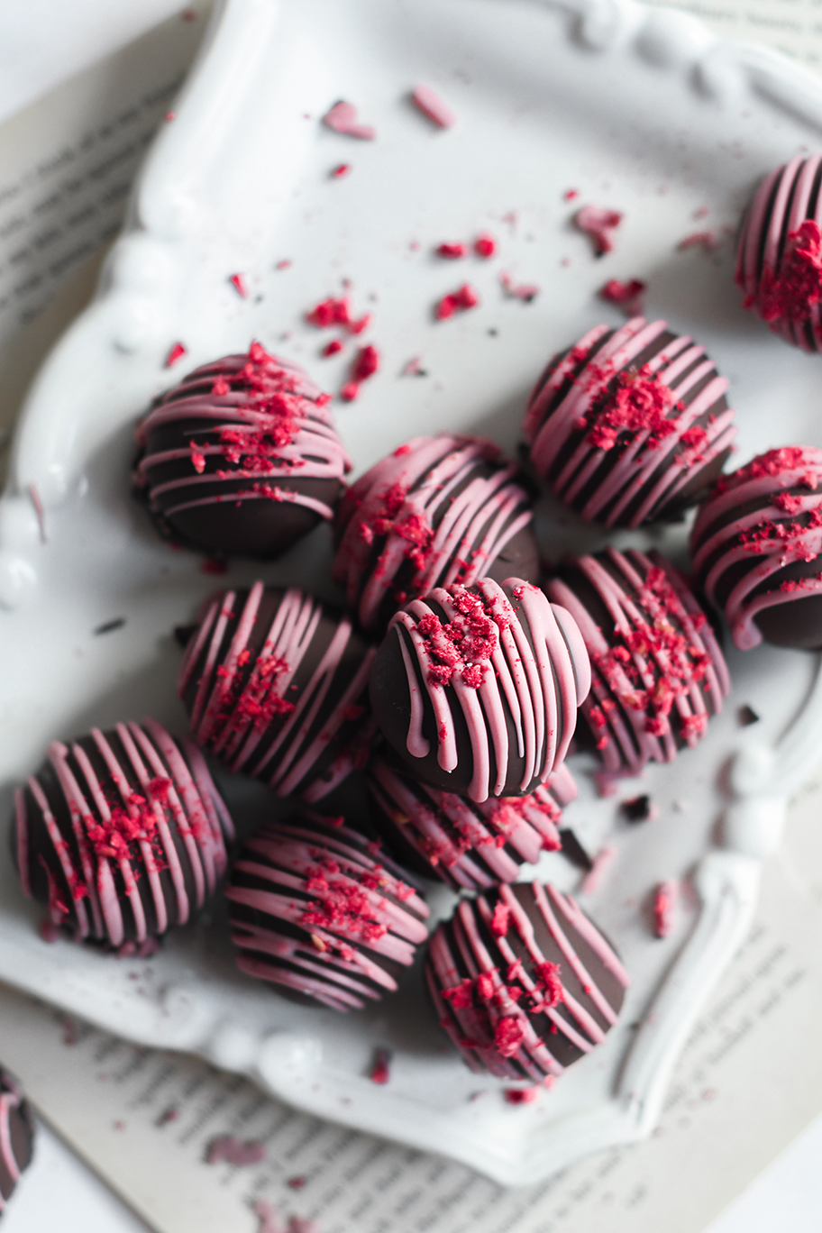 Triple chocolate raspberry truffles