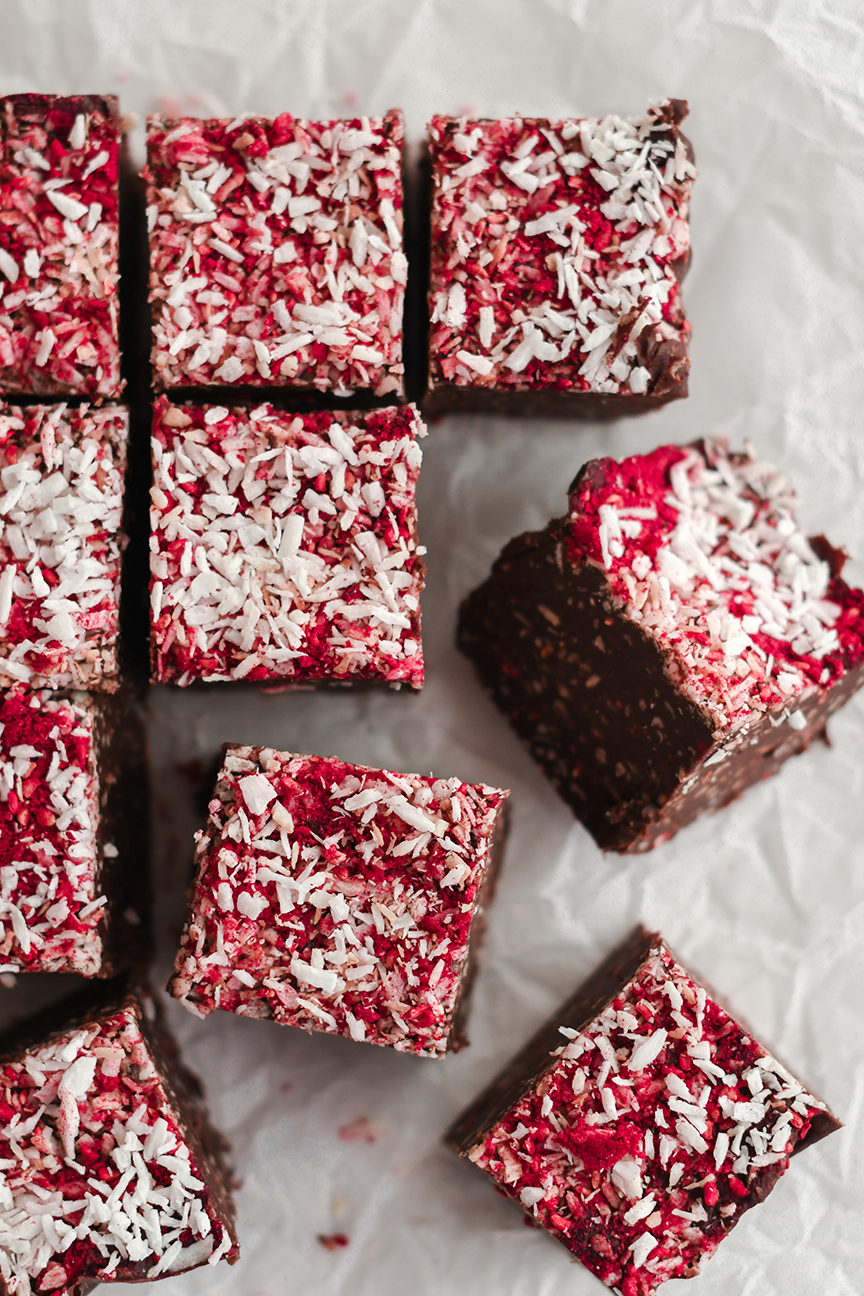 Chocolate coconut raspberry fudge